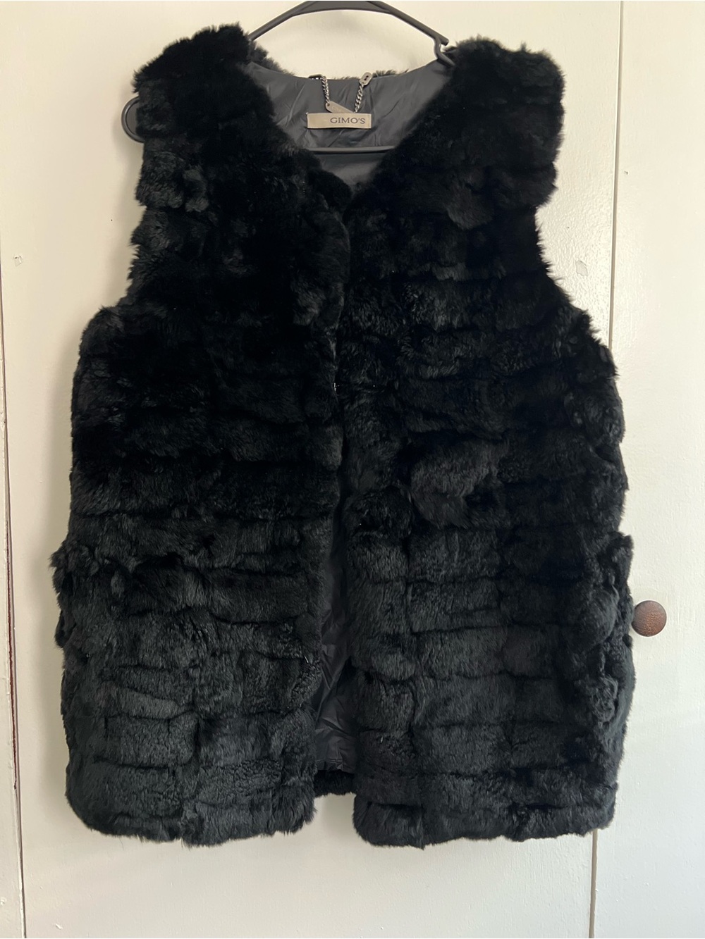 Gimo's Black Rabbit Fur Vest Size 42 Like New